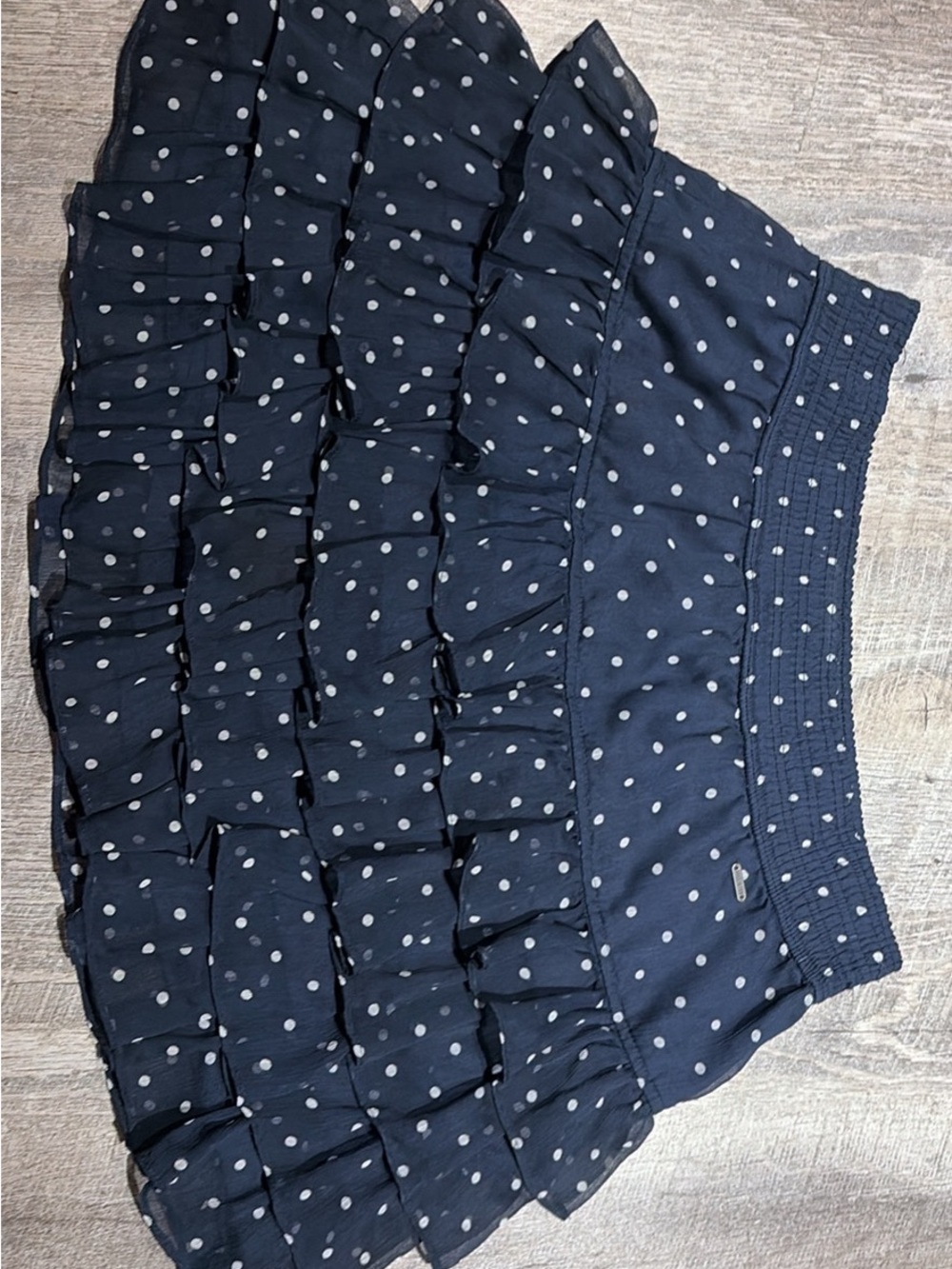 Hollister Navy Polka Dot Ruffle Mini Skirt